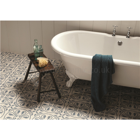 Phoenician Denim on Dover White tile 8073V 151x151x9 mm Odyssey Original Style