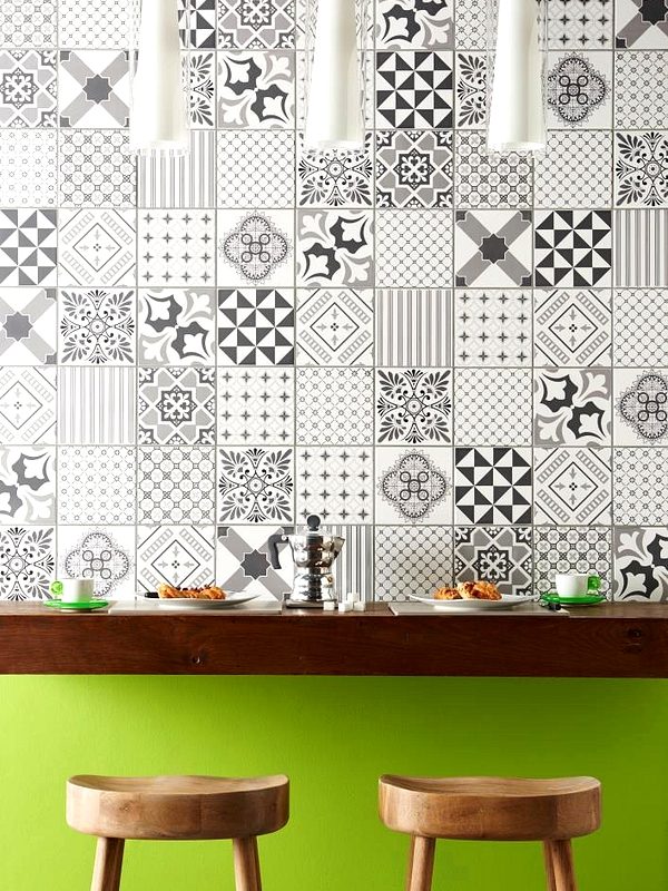 Odyssey Chantilly Grey on Brilliant White 8502AGR Ceramic tile Glazed 152x152mm Original Style