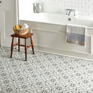 Odyssey Epoque White & Dark Grey on Grey 8741 Decorated tile 298x298mm Original Style