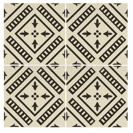 Pompeii Black on Dover White tile 8114V 151x151x9 mm Odyssey Original Style