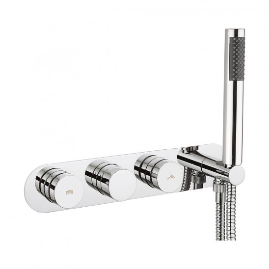 Dial thermostatic shower valve with 2 way diverter and shower kit by Crosswater Bathrooms
