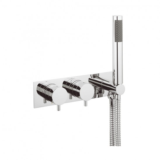 Kai Lever thermostatic shower valve with 2 way diverter and shower kit by Crosswater Bathrooms