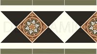 Simple green, white, black victorian tile border Original Style