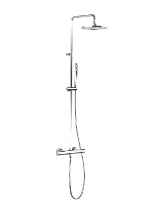Design exposed thermostatic shower valve with Dial fixed head and pencil shower kit by Crosswater Bathrooms