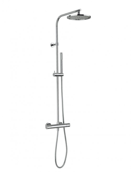 Curve multifunction thermostatic shower valve with fixed head and single mode shower kit by Crosswater Bathrooms
