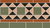 Stevenson green, buff, black, red victorian tile border Original Style