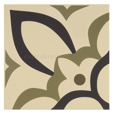 Renaissance Dublin, Khaki And Dark Blue On White Tile 8045v 151x151x9mm Odyssey Original Style