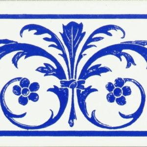 Acanthus Royal Blue On Brilliant White Gloss Decorated Ceramic - G9023A - 152x50x7 Original Style