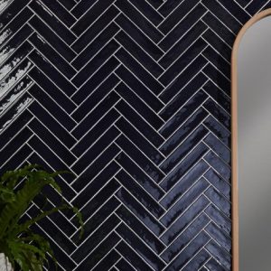 Avebury Ceramic Ink Tile 5x25 Ca’ Pietra Black, Blue Gloss Ceramic