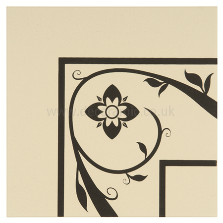 Saxon Corner Black on White tile 8038V 151x151x9 mm Odyssey Original Style