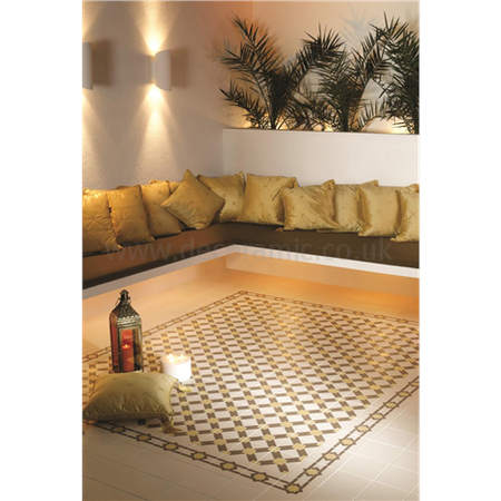 Iberian Corner Summer Yellow and Regency Bath on White tile 8113V 151x151x9 mm Odyssey Original Style