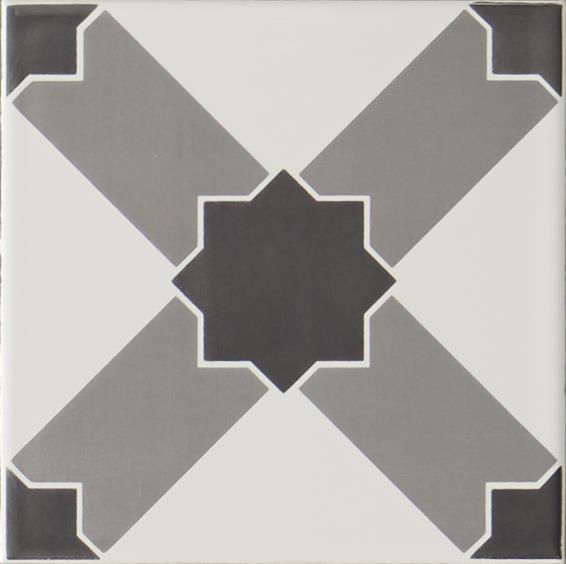 Odyssey Chambray Grey on Brilliant White 8511AGR Ceramic tile Glazed 152x152mm Original Style