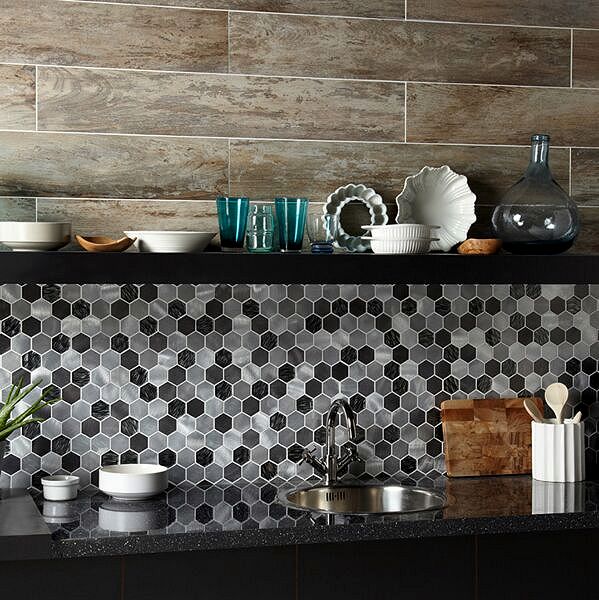 Colby Hexagon Mixed Glass tile G30200 50x50mm Verona