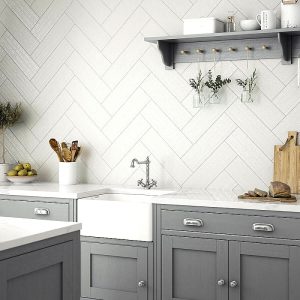 Cottonwood Linear Powder grey matt ceramic tile LA52857 148x498mm British Ceramic Tiles Laura Ashley