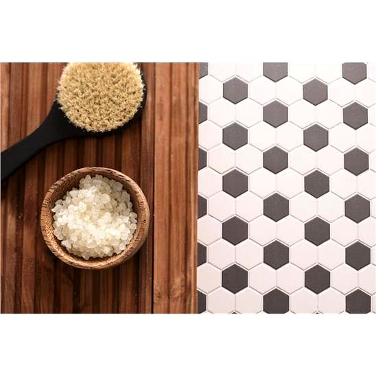 Porcelain Hexagon White & Black CS-PORWBHXC porcelain mosaic tile 322x278mm Original Style