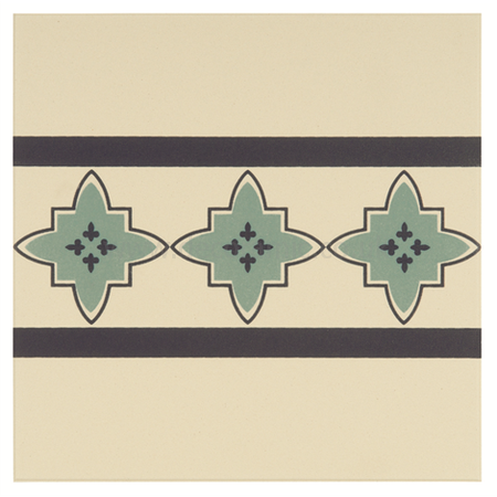 Marrakech Border Dark Blue and Dark Jade on White tile 8029V 151x151x9 mm Odyssey Original Style