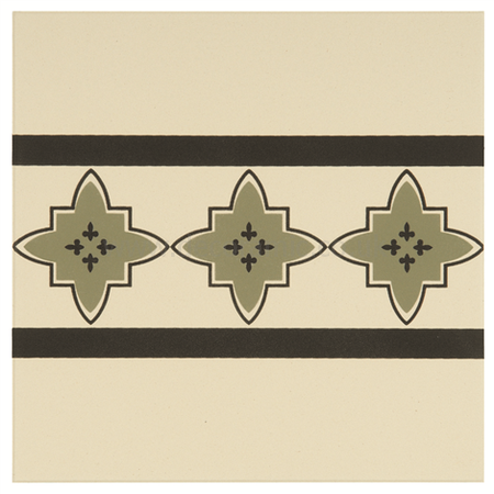 Marrakech Border Dublin and Black on White tile 8017V 151x151x9 mm Odyssey Original Style