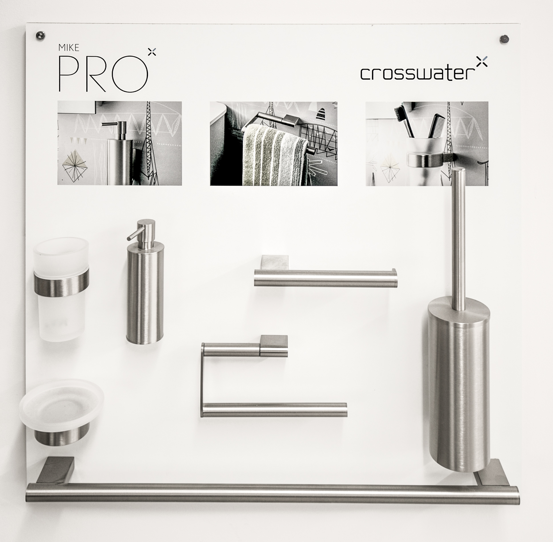 Crosswater Mike Pro Accessory Set Brushed Stainless Steel Crosswater Bathrooms