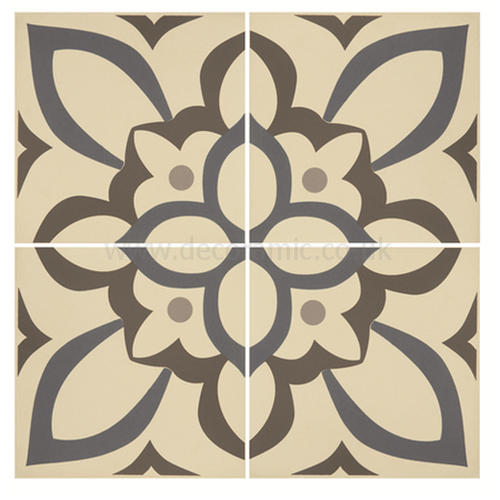 Renaissance Light Blue, Light Grey and Dark Grey on White tile 8048V 151x151x9 mm Odyssey Original Style