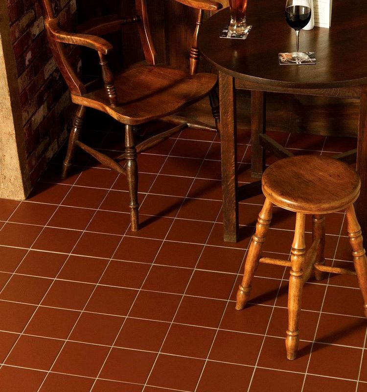 Slip resistant Flat Red tile 148x148x9 mm - DW-FLRED1515 Dorset Woolliscroft