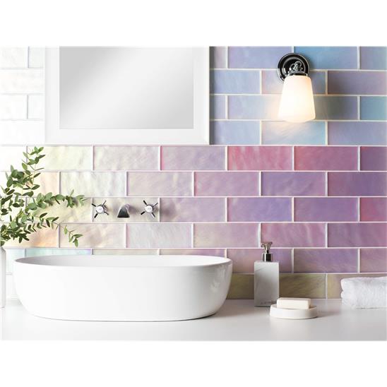 Pink Frost Brick Frosted Glass tile GW-RPK2008F 200x75mm Glassworks Original Style
