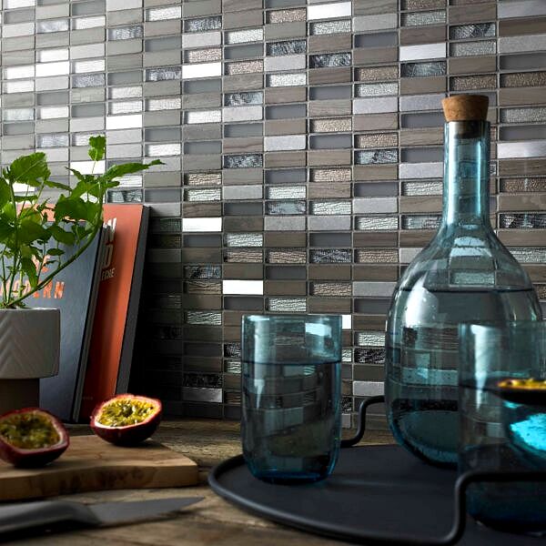 Heydon Linear Mixed Glass tile G30210 15x48mm Verona