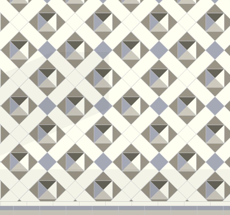 Highclere (A) with Simple border victorian floor tile design Original Style