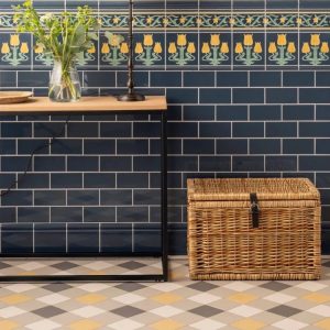 Lafleur on Ascot Blue Hand Crafted Tile 152 x 152 mm IM-0031020