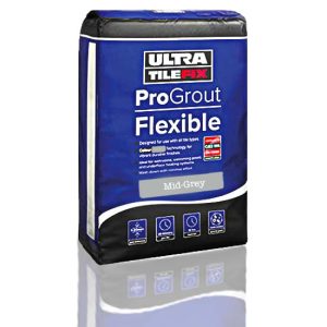 Mid-Grey ProGrout 10kg UltraTileFix flexible grout for walls and floors
