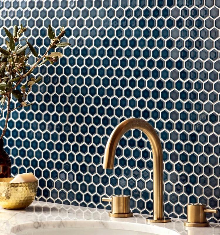 Mini Dark Blue Gloss Hexagon Gloss Porcelain - CS-MHDBMOS - 260x304 Original Style