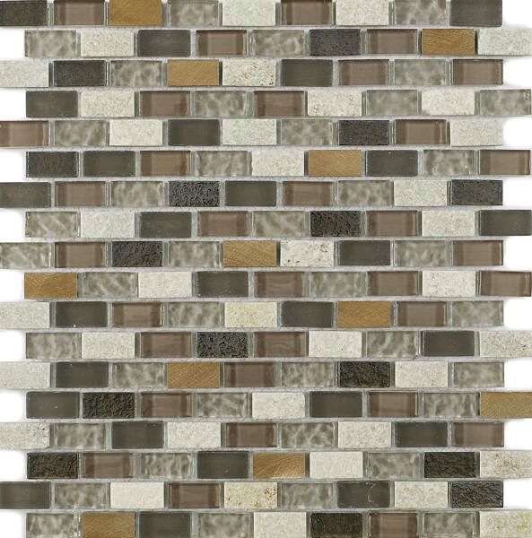 New York MixMini Brick Mosaic Mixed Glass tile G30106 15x30mm Verona