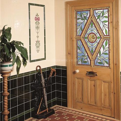 6083B Raised-Line Tiles Rose And Bud 152x152mm | 6x6" decorative tile Original Style