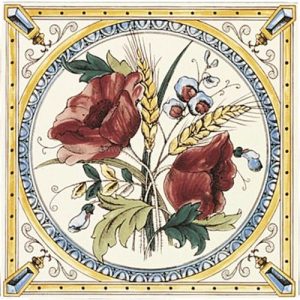 Original Style 6088B Poppy And Wheatsheaf Single Tile 152 x 152mm | 6 x 6" decorative tile