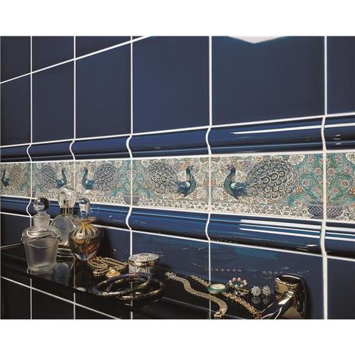 6960A William De Morgan Peacock Border 152x76mm | 6x3 " decorative tile Original Style