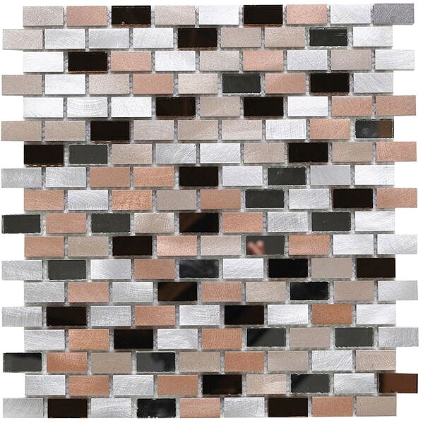 Platinum 140 Brick Mosaic MixMini Gloss Glass tile G30140 15x30mm Verona
