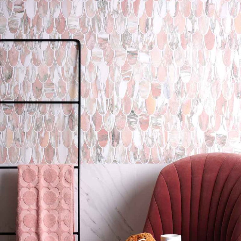 Plume Marble Mosaic Flamingo Ca_Pietra