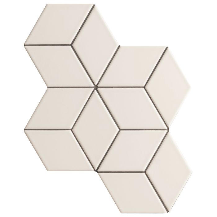 Rhombus White Matt Large Mosaic Ceramic Original Style Mosaic