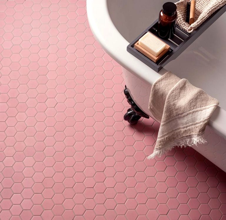 Slip Resistant Pink Hexagon Strucutured Anti Slip Porcelain - CS-ASHPMOS - 320x280 Original Style