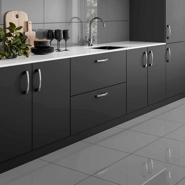 Space Grey Polished Porcelain tile P10613 600x600mm Verona