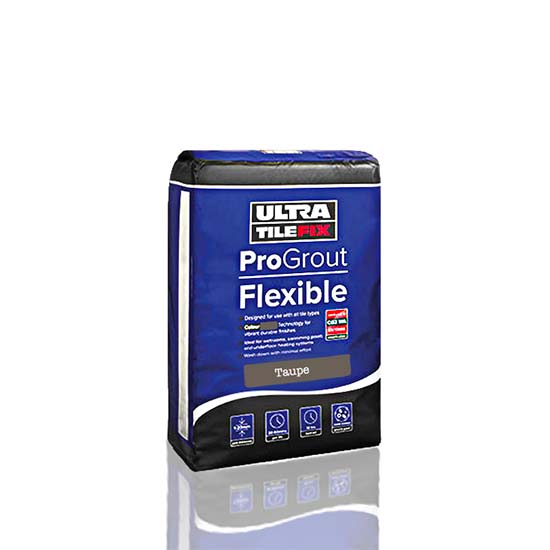 Taupe ProGrout 3kg UltraTileFix flexible grout for walls and floors Instarmac Ultra Adhesives