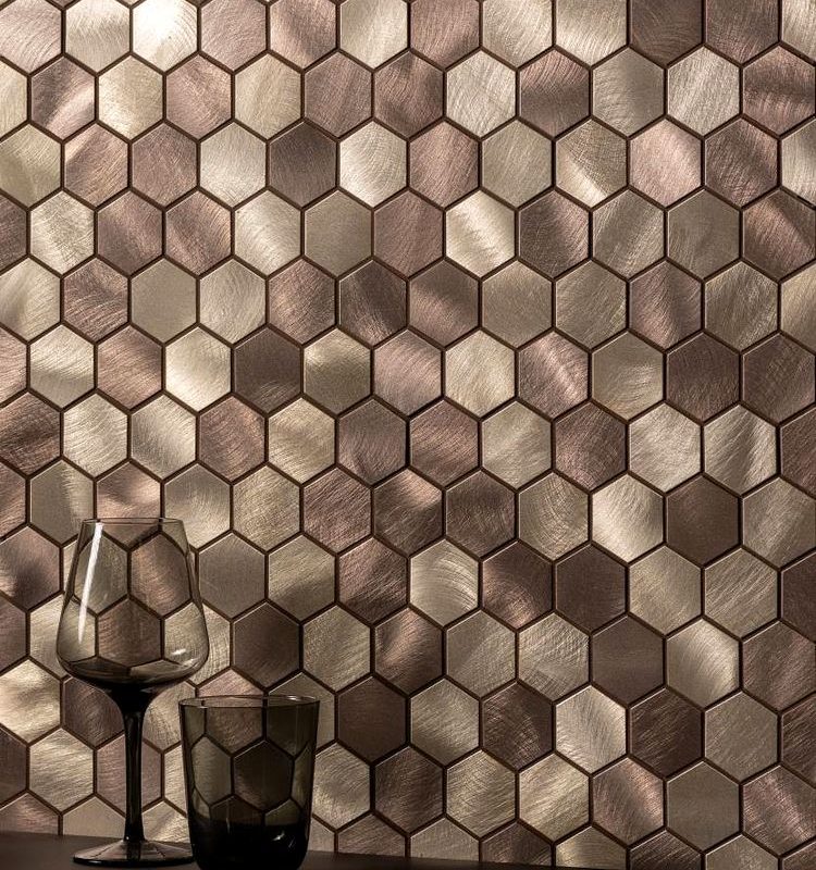 Telesto Beige Mix Hexagon Mosaic Satin Mosaic Metal - MW-TELMOS - 300x298 Original Style