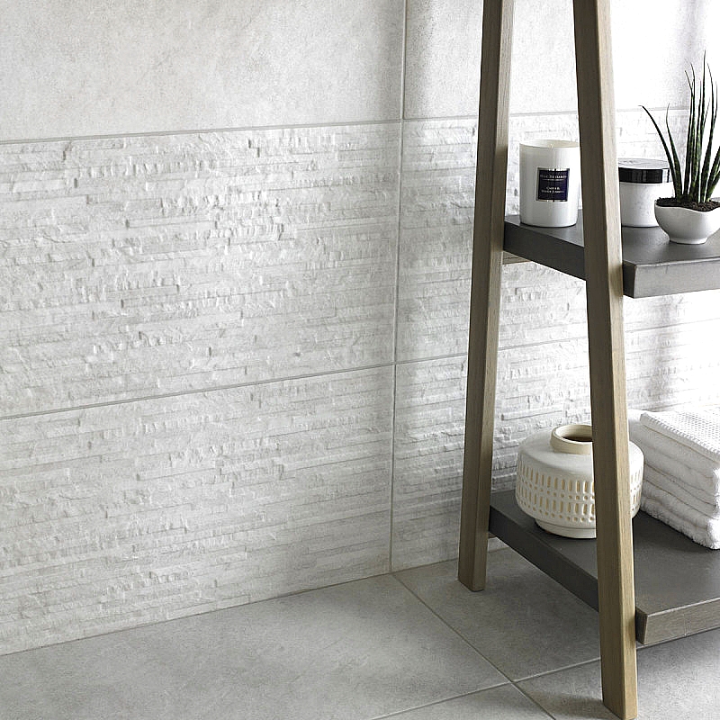 HD Snowdonia Splitface white matt ceramic tile BCT53651 298x498mm HD British Ceramic Tiles