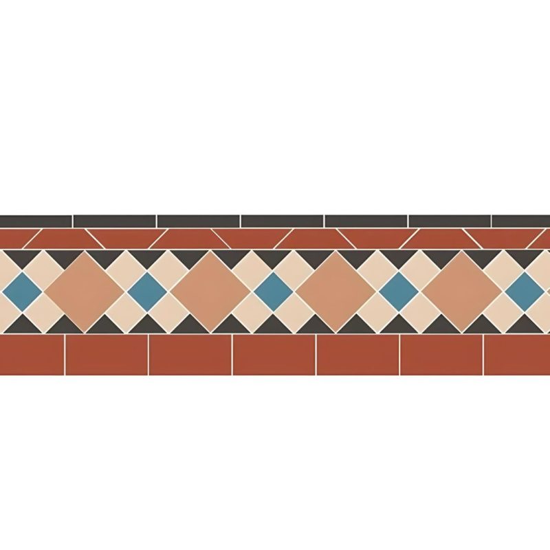Wordsworth black, red, buff, white, blue victorian tile border Original Style
